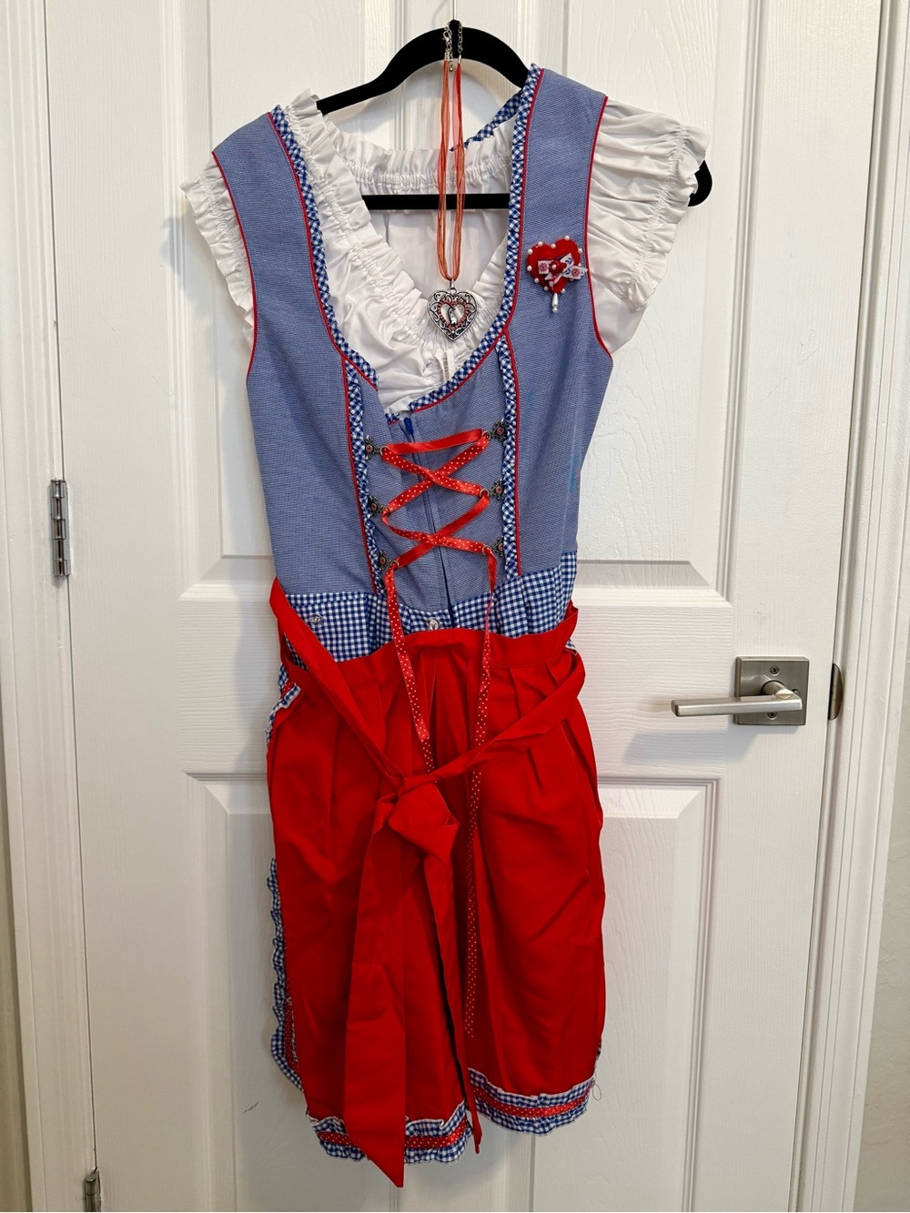 Authentic Alpenfee Dirndl Dress w/ Blouse, Apron & Jewelry - EU 42 / US 10-12